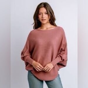 Kerisma Ryu Clara Dolman Sweater - S/M - Ribbed Knit Boat Neck Top Pink